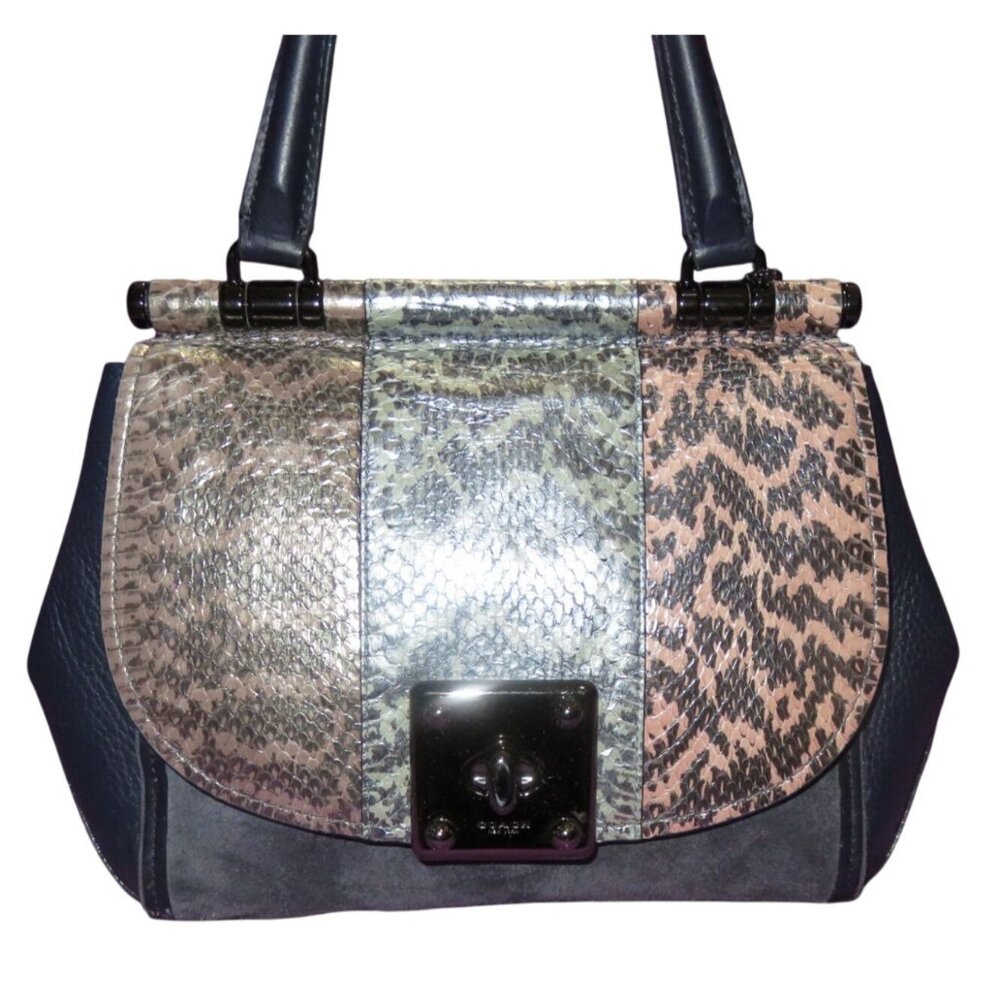Coach 2017 Color block Exotic Python Glove tanned Leather & Suede Drifter